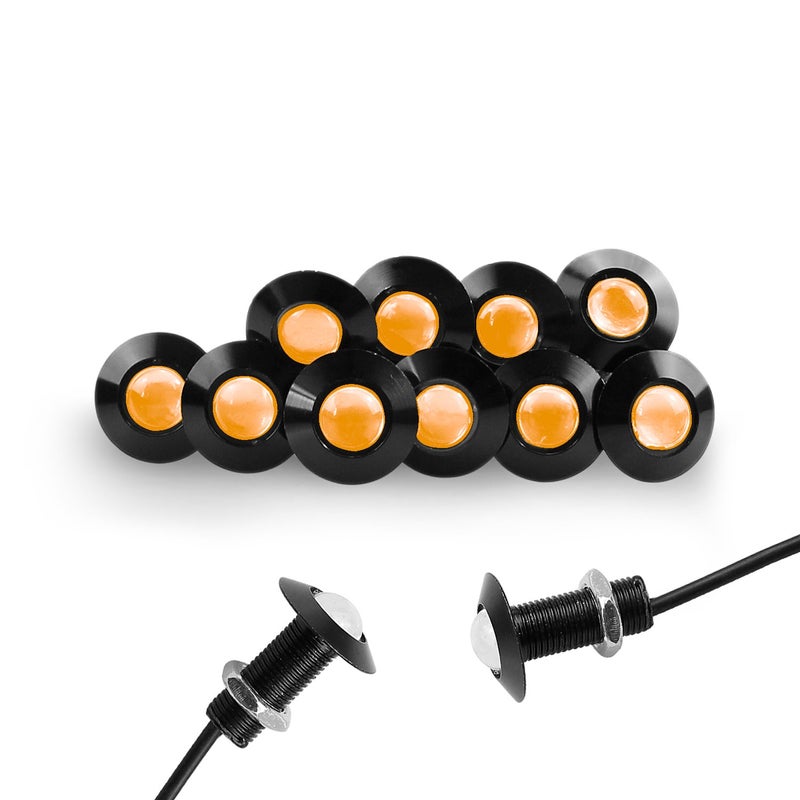 CARLITS Eagle Eye LED Bulbs 10-Pack Ultra thin Bumper DRL Fog Lights Motorcycle Light Daytime Running DRL Tail Backup Light Car Motor Marker Lights LED 12V (Black Case, Yellow) - Image 1
